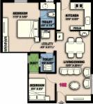 CS Metro Village Floor Plan (2BHK+2T (822 sq ft) 822 sq ft)