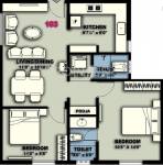 CS Metro Village Floor Plan (2BHK+2T (885 sq ft) 885 sq ft)