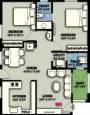 Floor Plan (2BHK+2T (984 sq ft) 984 sq ft) CS Metro Village Floor Plan (2BHK+2T (984 sq ft) 984 sq ft)