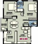 CS Metro Village Floor Plan (2BHK+2T (1,008 sq ft) 1008 sq ft)