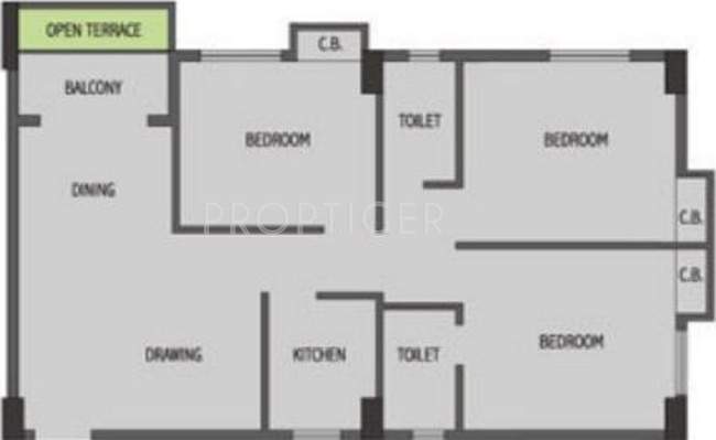 Gangotri Identity (3BHK+3T (1,355 sq ft) 1355 sq ft)