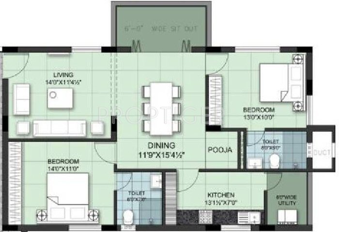 Namitha Everest (2BHK+2T (1,326 sq ft) Pooja Room 1326 sq ft)