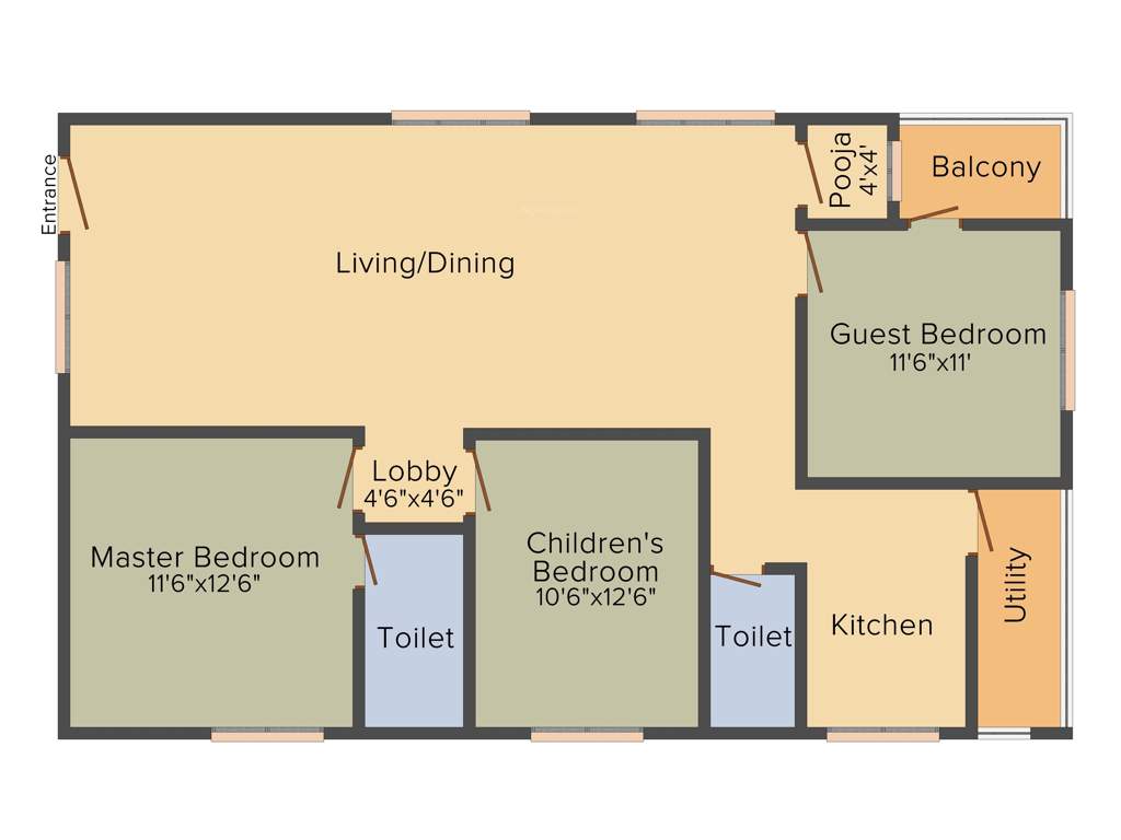 Namitha Palace (3BHK+2T (1,561 sq ft) Pooja Room 1561 sq ft)