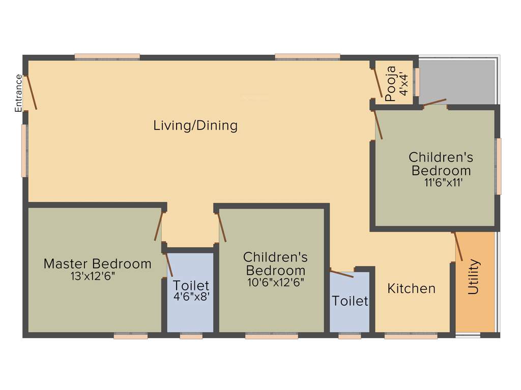 Namitha Palace (3BHK+2T (1,612 sq ft) Pooja Room 1612 sq ft)