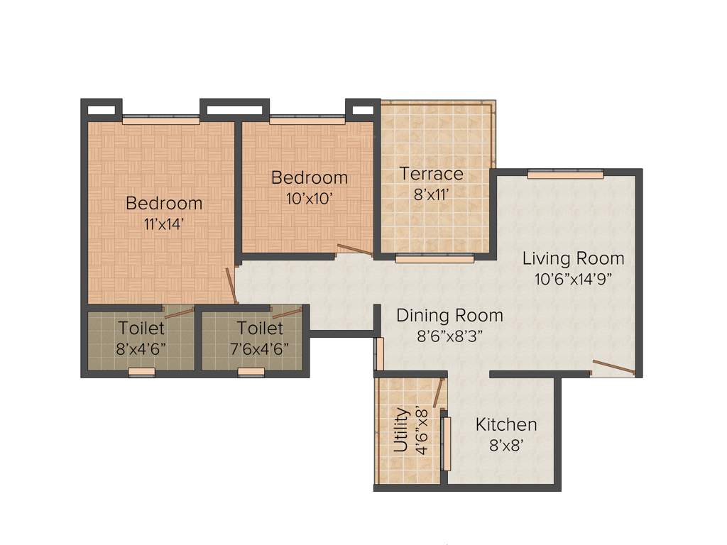 Chandrarang Baselio (2BHK+2T (1,036 sq ft) 1036 sq ft)