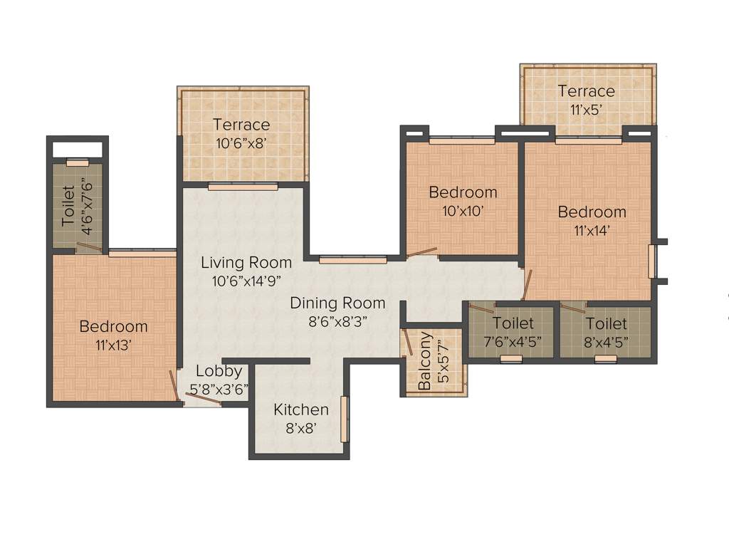 Chandrarang Baselio (3BHK+3T (1,371 sq ft) 1371 sq ft)