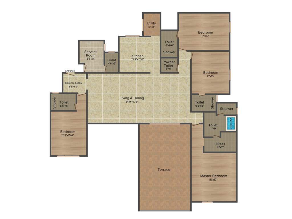 Marvel Piazza Phase 01 (4BHK+5T (3,725 sq ft) + Servant Room 3725 sq ft)