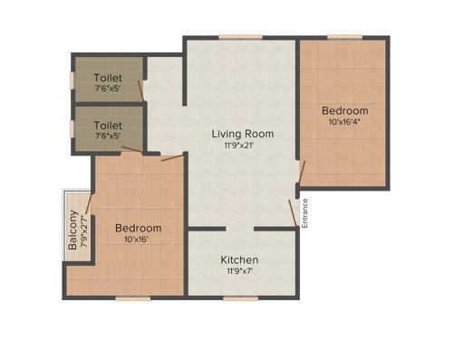 CC Platinum Enclave (2BHK+2T (1,118 sq ft) 1118 sq ft)