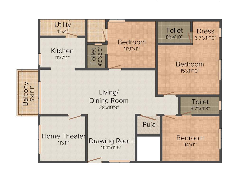 Namitha Padmanabha (3BHK+3T (2,040 sq ft) Pooja Room 2040 sq ft)