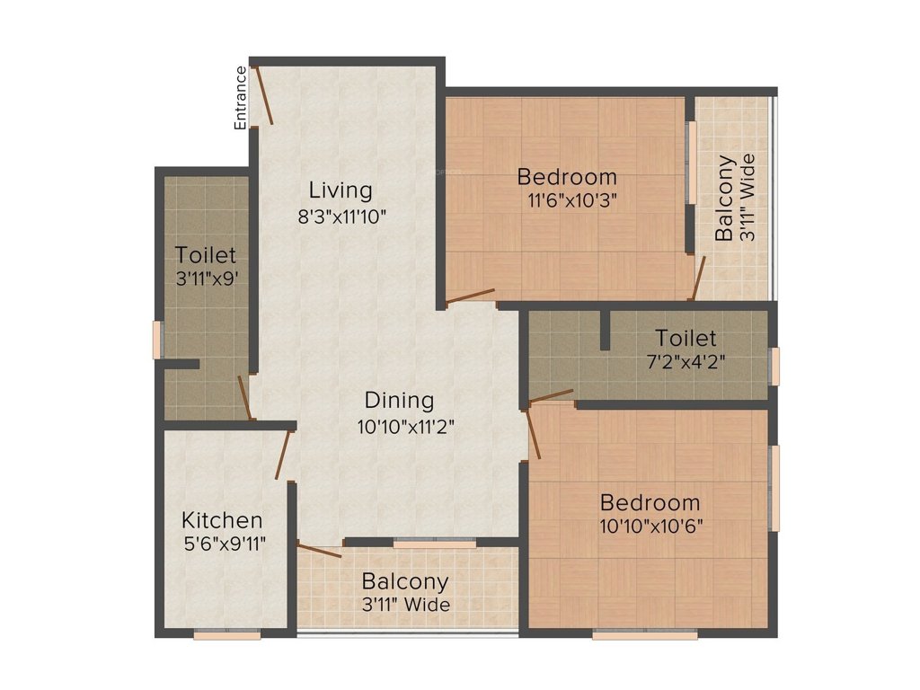 Maya Nirupama Abasan (2BHK+2T (1,076 sq ft) 1076 sq ft)