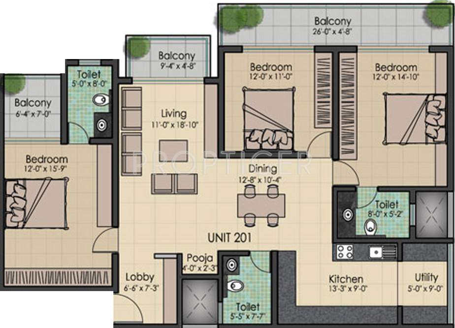 Architha Aithal Aarohi (3BHK+3T (1,780 sq ft) 1780 sq ft)