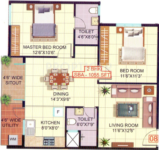 Sadhguru Sai Palace (2BHK+2T (1,055 sq ft) 1055 sq ft)