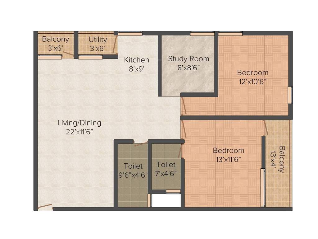 Sri Windermere (2BHK+2T (990 sq ft) 990 sq ft)