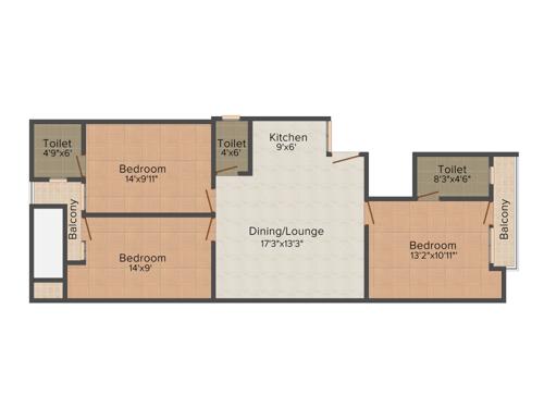 Vibrant Krishna Heights (3BHK+3T (1,167 sq ft) 1167 sq ft)