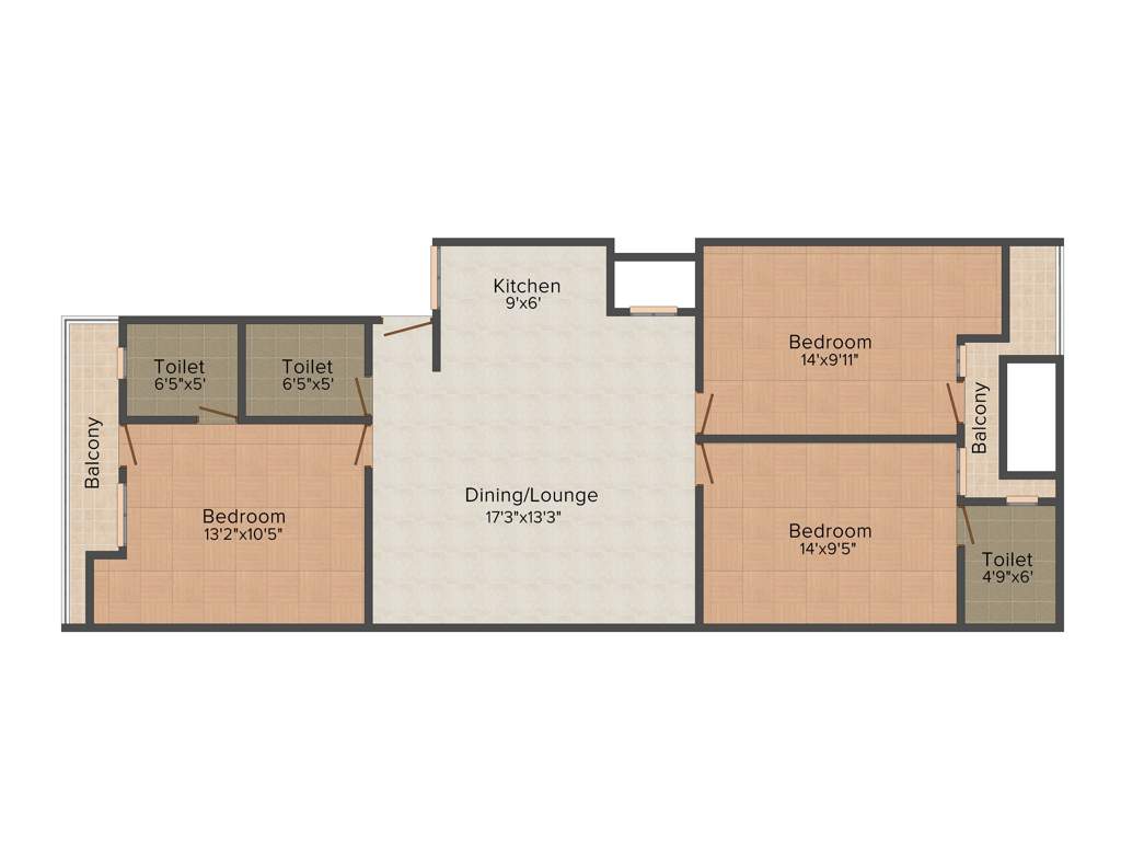 Vibrant Krishna Heights (3BHK+3T (1,188 sq ft) 1188 sq ft)