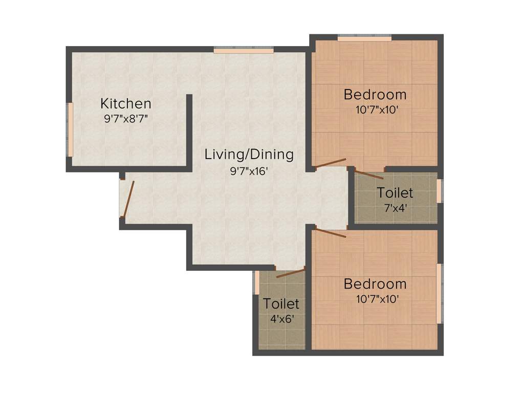GP Elata (2BHK+2T (747 sq ft) 747 sq ft)