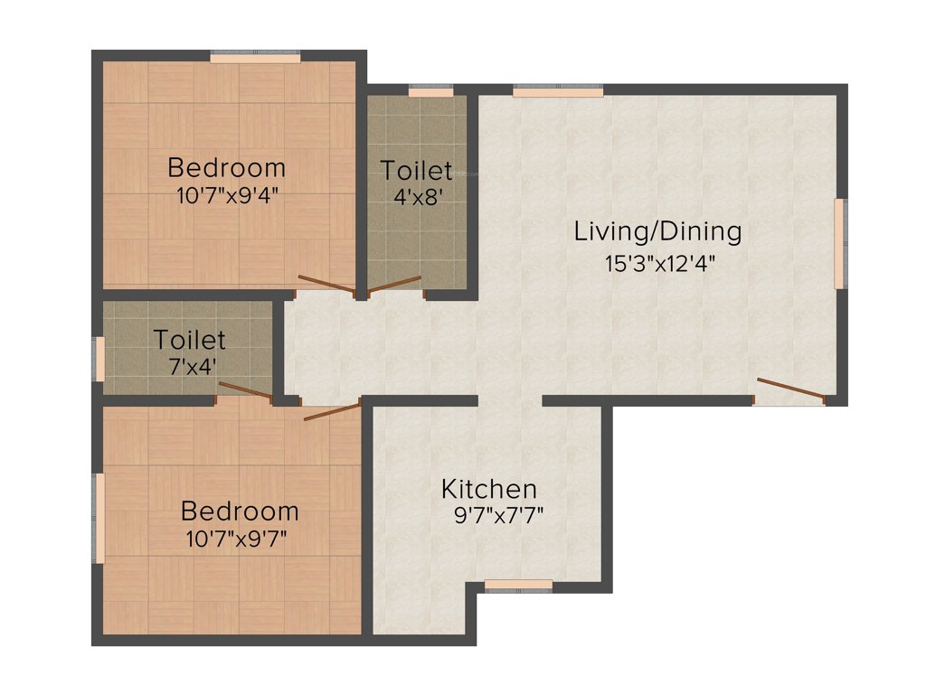 GP Elata (2BHK+2T (792 sq ft) 792 sq ft)