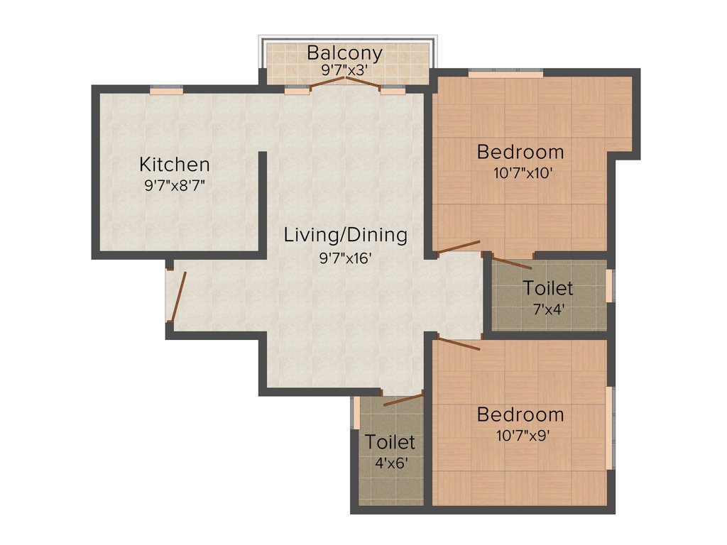GP Elata (2BHK+2T (814 sq ft) 814 sq ft)