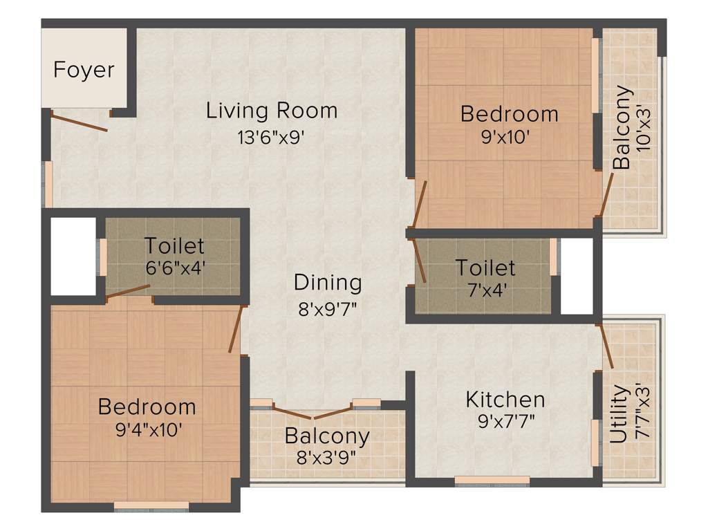 GP Elata (2BHK+2T (877 sq ft) 877 sq ft)