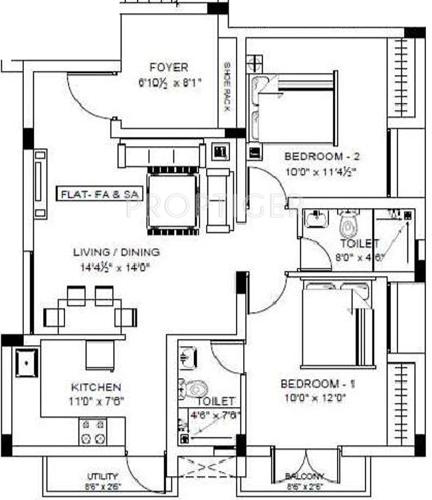 Geeyam Vaikuntham (2BHK+2T (1,140 sq ft) 1140 sq ft)