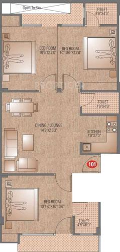 Vibrant Pinkcity Apartments (3BHK+3T (1,287 sq ft) 1287 sq ft)