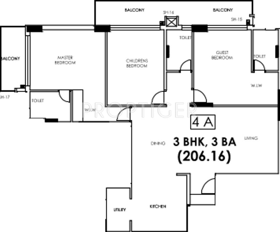 Arjuntree One (3BHK+3T (2,219 sq ft) 2219 sq ft)