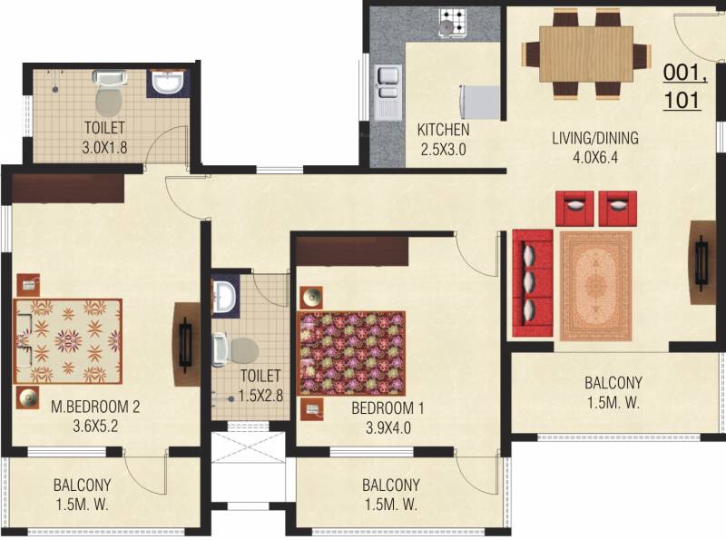 HINDUSTAN Serene Hills (2BHK+2T (1,341 sq ft) 1341 sq ft)