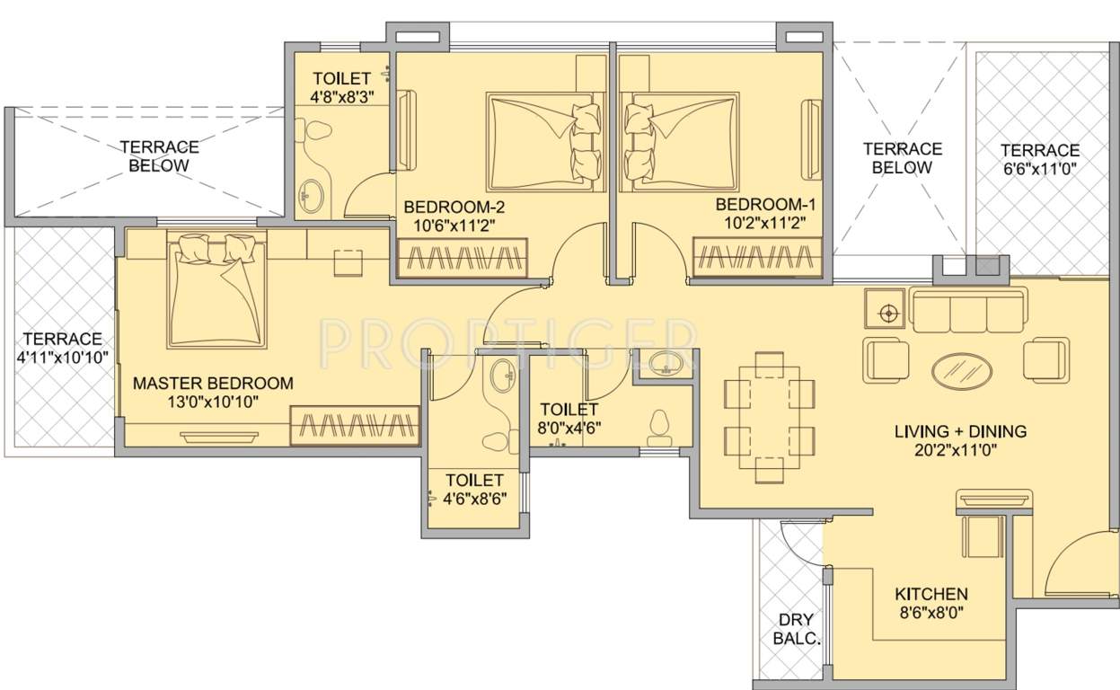 Kohinoor Tinsel Town (3BHK+3T (1,351 sq ft) 1351 sq ft)