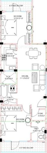 Floor Plan (2BHK+2T) Galaxy Real Estate Shivalik Shelter Floor Plan (2BHK+2T)