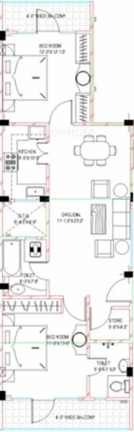 Galaxy Real Estate Shivalik Shelter Floor Plan (2BHK+2T)