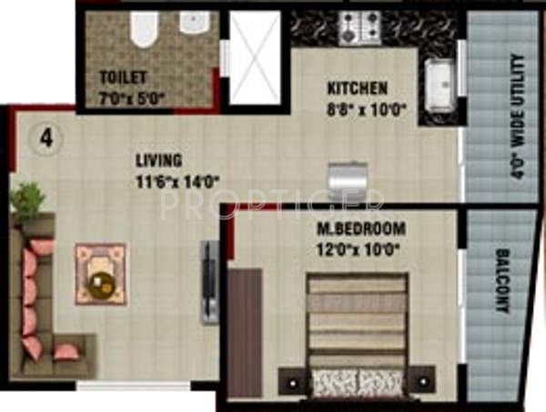 DS Senorita (1BHK+1T (703 sq ft) 703 sq ft)