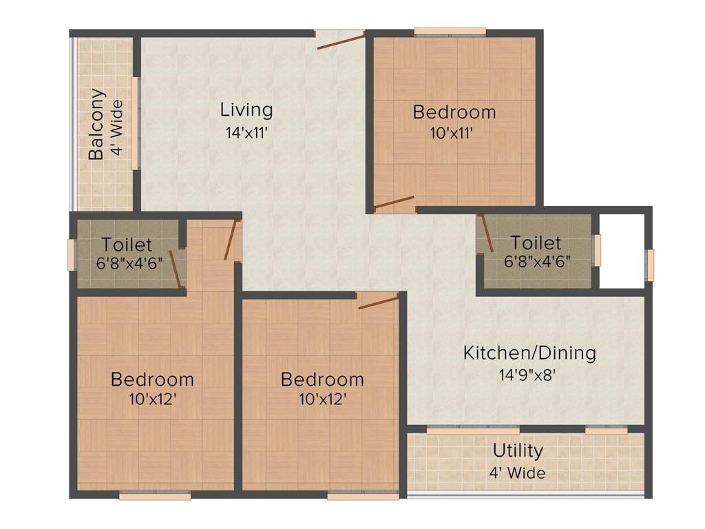 DS Senorita (3BHK+2T (1,365 sq ft) 1365 sq ft)
