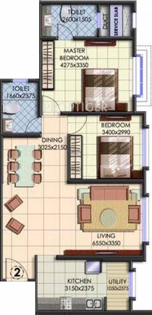 Rare Townships Rising City (2BHK+2T (1,262 sq ft) + Study Room 1262 sq ft)