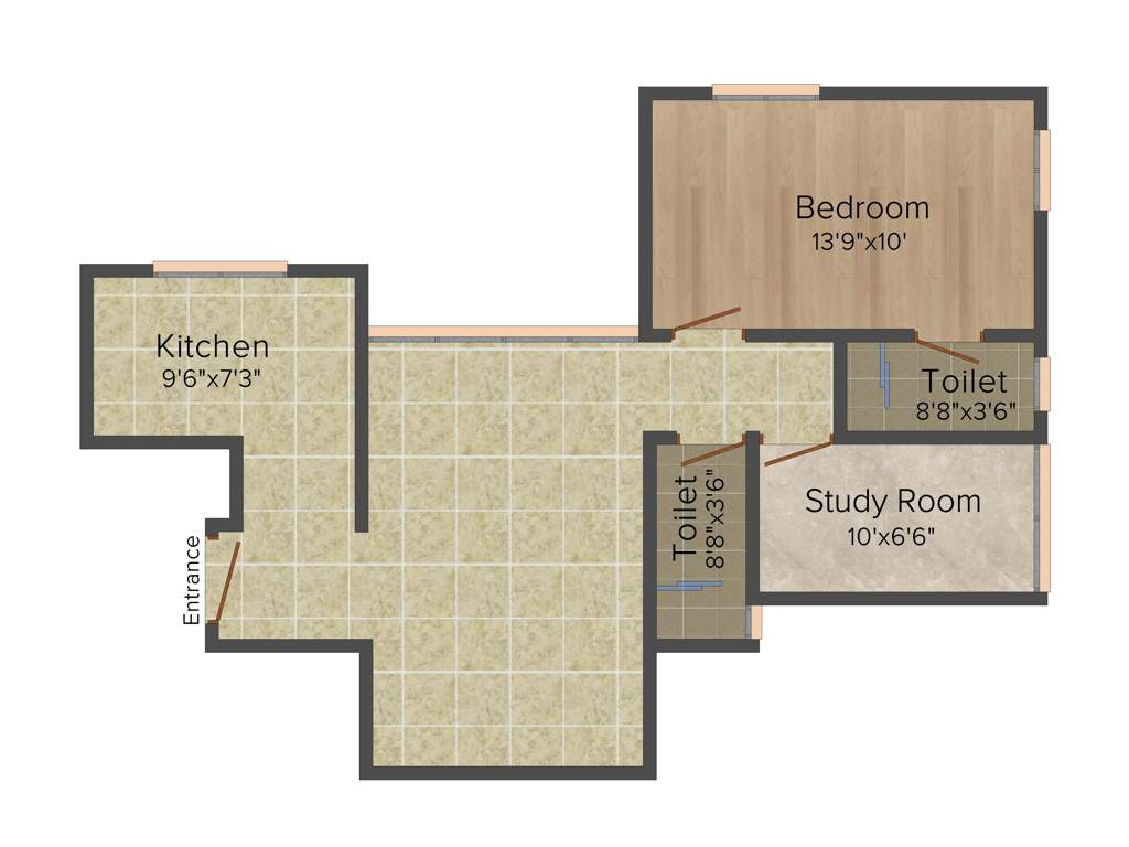 Morphosis Adagio (1BHK+2T (970 sq ft) + Study Room 970 sq ft)