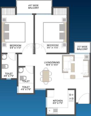 Aarcity Moon Towers (2BHK+2T (825 sq ft) 825 sq ft) Aarcity Moon Towers (2BHK+2T (825 sq ft) 825 sq ft)