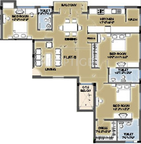 Silpi Serene Courtyard (3BHK+3T (1,700 sq ft) 1700 sq ft)