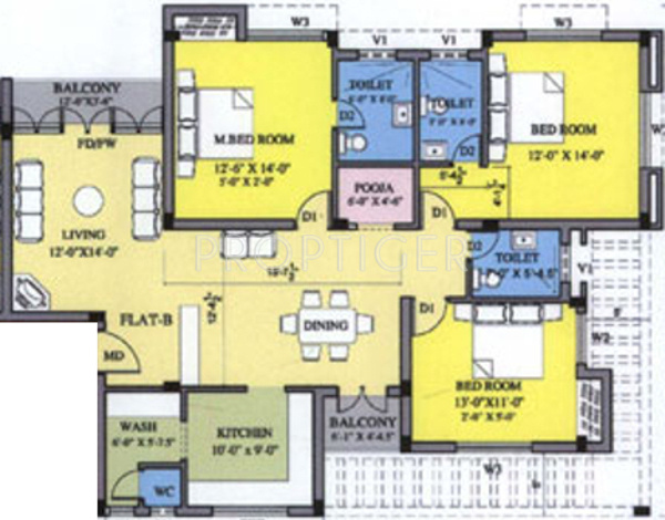 Silpi Springfield (3BHK+3T (1,775 sq ft) 1775 sq ft)