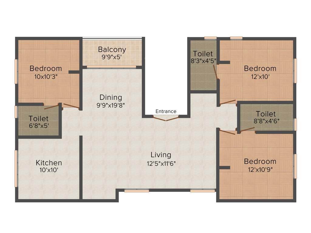 Grid Mayoor (3BHK+3T (1,350 sq ft)   Pooja Room 1350 sq ft)