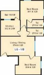 Floor Plan (2BHK+2T (896 sq ft) 896 sq ft) Vaastu Estate Developers Hermitage Floor Plan (2BHK+2T (896 sq ft) 896 sq ft)