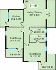 Floor Plan (2BHK+2T (1,100 sq ft) 1100 sq ft) Vaastu Estate Developers Hermitage Floor Plan (2BHK+2T (1,100 sq ft) 1100 sq ft)