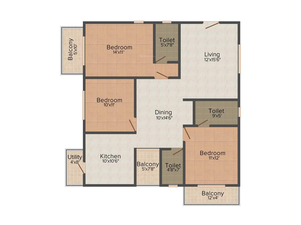 Candeur Rise (3BHK+3T (1,550 sq ft) 1550 sq ft)