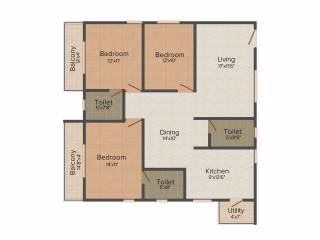 Candeur Rise (3BHK+3T (1,560 sq ft) 1560 sq ft) Candeur Rise (3BHK+3T (1,560 sq ft) 1560 sq ft)