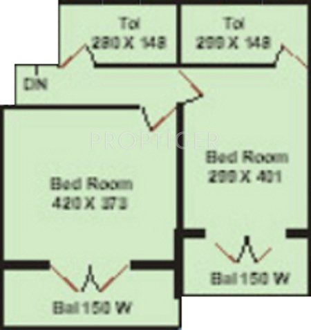 Vaastu Estate Developers Hermitage Villa Floor Plan (2BHK+2T (1,287 sq ft) 1287 sq ft)