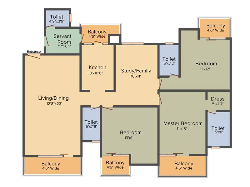 Lotus Arena II (3BHK+3T (2,045 sq ft) + Study Room 2045 sq ft)