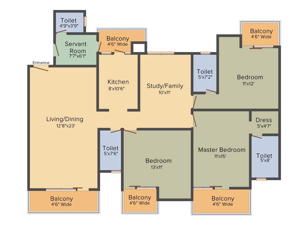 Lotus Arena II (3BHK+3T (2,045 sq ft) + Study Room 2045 sq ft)