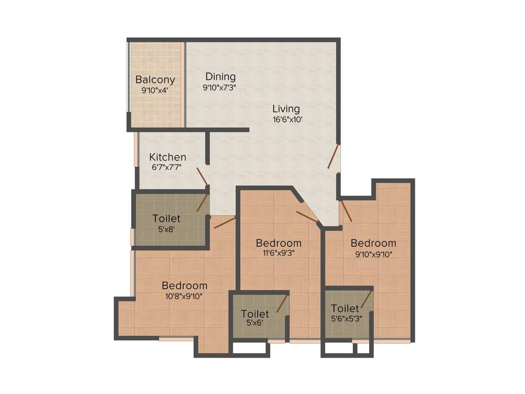 Vinayak Kings Pavilion (3BHK+3T (1,283 sq ft) 1283 sq ft)