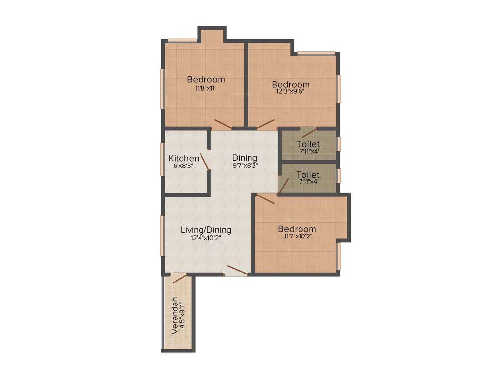 Eden Belvedere (3BHK+2T (1,133 sq ft) 1133 sq ft)