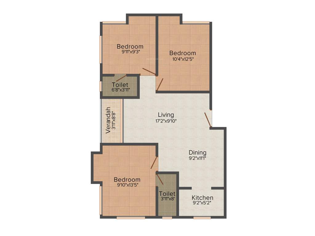 Eden Belvedere (3BHK+2T (1,185 sq ft) Pooja Room 1185 sq ft)