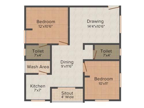 Giridhari Ishta (2BHK+2T (940 sq ft) 940 sq ft)