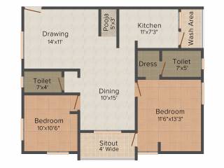 Giridhari Ishta (2BHK+2T (1,140 sq ft) Pooja Room 1140 sq ft) Giridhari Ishta (2BHK+2T (1,140 sq ft) Pooja Room 1140 sq ft)